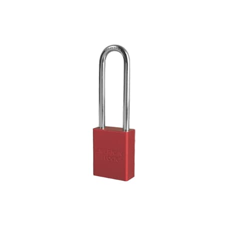 American Lock American Lock Red Anodized Aluminum Safety Padlock W/3" Tall Shackle, A1107RED1KEY